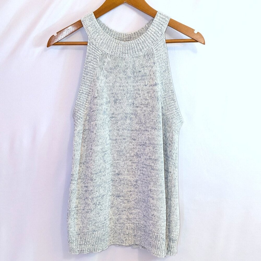 NWT LOFT |‎ Halter Sweater Tank Marled Light Blue Gray Knit Sleeveless | Small - Picture 6 of 11